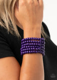 Diving in Maldives  Bracelets-Lovelee's Treasures-bracelets,jewelery,purple,stretchy band,wooden fittings,yellow