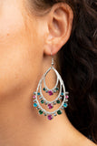 Break Out In TIERS  Earrings-Lovelee's Treasures-blue rhinestones,earrings,hematite,jewelery,multi,Pink Peacock,silver,Ultramarine Green
