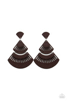 Oriental Oasis Earrings-Lovelee's Treasures-black,brown,earrings,jewelery,standard post fitting,triangular,wooden