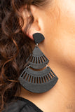 Oriental Oasis Earrings-Lovelee's Treasures-black,brown,earrings,jewelery,standard post fitting,triangular,wooden