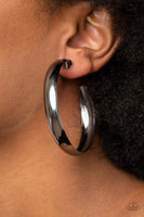 Kick Em To The CURVE Earrings-Lovelee's Treasures-black,earrings,flat gunmetal bar,jewelry,oversized hoop,standard post fitting