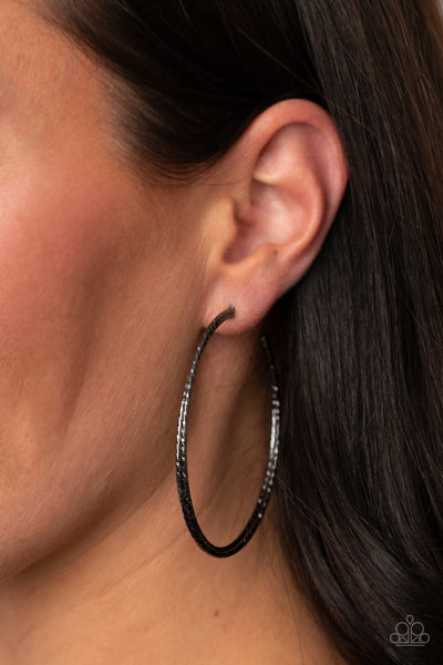 Curved Couture    Earrings       771-Lovelee's Treasures-black,earrings,gunmetal,hoop,jewelery,post fitting