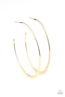 Paparazzi ~ Flatlined - Gold   Earrings-Lovelee's Treasures-earrings,gold,hoop,jewelery,oval hoop,post fitting