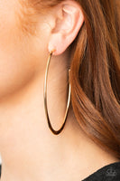 Paparazzi ~ Flatlined - Gold   Earrings-Lovelee's Treasures-earrings,gold,hoop,jewelery,oval hoop,post fitting