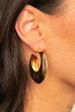 Paparazzi ~ Chic CRESCENTO      Earrings-Lovelee's Treasures-black,earrings,gold,hoop,jewelery,standard post fitting