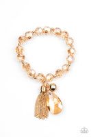 Leaving So SWOON?  Bracelets-Lovelee's Treasures-bracelets,crystal-like beads,gold,golden teardrop,jewelery,stretchy band