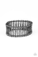 Rustic Rebellion Bracelets-Lovelee's Treasures-black,bracelets,dainty silver beads,hammered silver,jewelery,silver,stretchy bands