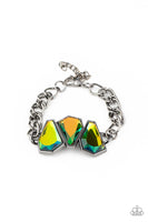 Raw Radiance    Bracelets     754-Lovelee's Treasures-adjustable clasp,bracelets,gunmetal chain,jewelery,multi,oil spill gem