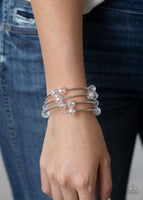 Dreamy Demure   Bracelets-Lovelee's Treasures-bracelets,jewelery,silver beads,white,white crystals,wrap style
