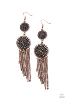 Medallion Mecca    Necklaces   758-Lovelee's Treasures-copper,copper chain fringe,earrings,jewelery,topaz rhinestone