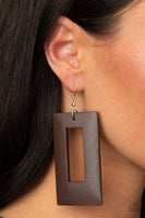 Totally Framed Earrings-Lovelee's Treasures-black,brown,earrings,jewelry,neutral black finish,standard fishhook fitting,thick rectangular wooden frame