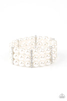 Modern Day Majesty     Bracelets-Lovelee's Treasures-bracelets,jewelery,pearls,stretchy bands,white,white rhinestones