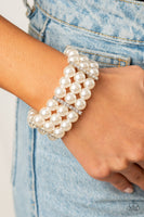 Modern Day Majesty     Bracelets-Lovelee's Treasures-bracelets,jewelery,pearls,stretchy bands,white,white rhinestones
