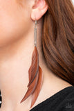 West Side Western Earrings-Lovelee's Treasures-brown,brown feathers,dainty silver chains,earrings,earthy flair,jewelry,standard fishhook fitting