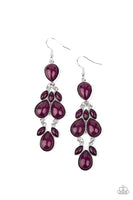 Superstar Social Earrings-Lovelee's Treasures-earrings,jewelry,marquise teardrop beads,purple,sleek silver fittings,standard fishhook fitting,teardrop Magenta Purple beads