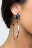 At Long LASSO-Lovelee's Treasures-black stone,earrings,floral,jewelery,silver,standard clip-on