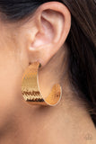 Flatten The Curve    Earrings-Lovelee's Treasures-1 1/2" in diameter,curvy hoop,earrings,gold,hammered,post fitting
