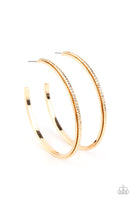 Paparazzi - Sultry Shimmer - Gold  Earrings-Lovelee's Treasures-2 1/2" in diameter,black,diamond-cut texture,earrings,gold,hoop,jewelery,standard post fitting