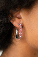 Paparazzi ~ CLASSY is in Session Earrings-Lovelee's Treasures-earrings,jewelery,pink,pink rhinestones,silver,silver hoop,white