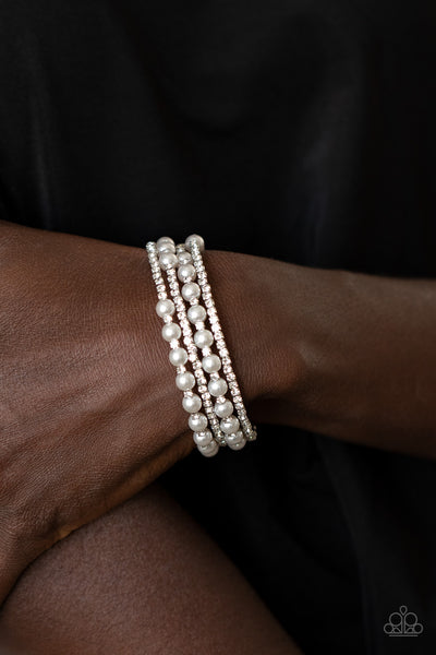 Starry Strut   Bracelets-Lovelee's Treasures-bracelets,classic white pearls,coil,infinity wrap bracelet,jewelery,white rhinestones