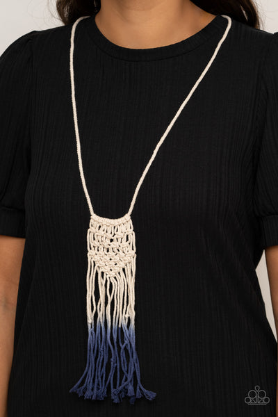 Surfin' The Net Necklaces-Lovelee's Treasures-adjustable sliding knot closure,blue,Blue Depths,decorative macramé,jewelry,necklaces,twine-like cording