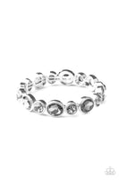 Still GLOWING Strong Bracelets-Lovelee's Treasures-bracelets,jewelery,silver,sleek silver frames,stretchy band,white,white rhinestones