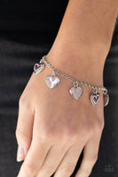 Matchmaker, Matchmaker   Bracelets-Lovelee's Treasures-adjustable clasp closure,bracelets,dainty pink rhinestones,dainty silver chain,jewelry,pink,shimmery silver heart charms