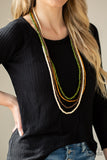 Paparazzi ~ Bermuda Beaches - Green Necklaces-Lovelee's Treasures-cylindrical shapes,green,jewelry,necklaces,wooden beads