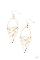 Proceed With Caution Earrings-Lovelee's Treasures-dainty gold wire fitting,earrings,edgy triangular frame,gold,jewelry,standard fishhook fitting