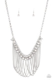 Flaunt Your Fringe Necklaces-Lovelee's Treasures-adjustable clasp closure,dainty silver chains,glassy white rhinestones,gold,jewelry,necklaces,silver chains,white