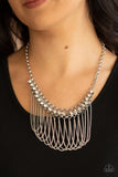 Flaunt Your Fringe Necklaces-Lovelee's Treasures-adjustable clasp closure,dainty silver chains,glassy white rhinestones,gold,jewelry,necklaces,silver chains,white