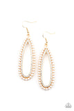 Glamorously Glowing - Gold New Arrivals-Lovelee's Treasures-dainty white pearls,earrings,glassy white rhinestones,gold,jewelry,standard fishhook fitting,teardrop