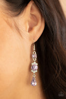 Outstanding Opulence Earrings-Lovelee's Treasures-blue,earrings,jewelry,multi,oversized purple rhinestone,purple,standard fishhook fitting,teardrop purple rhinestone,white rhinestone encrusted frame