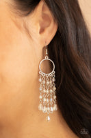 Dazzling Delicious Earrings-Lovelee's Treasures-dainty silver hoop,earrings,iridescent white crystal-like beads,jewelry,standard fishhook fitting,white