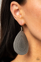 Artisan Adornment - Silver       Earrings-Lovelee's Treasures-Antiqued silver,earrings,jewelry,oversized silver teardrop,silver,standard fishhook fitting