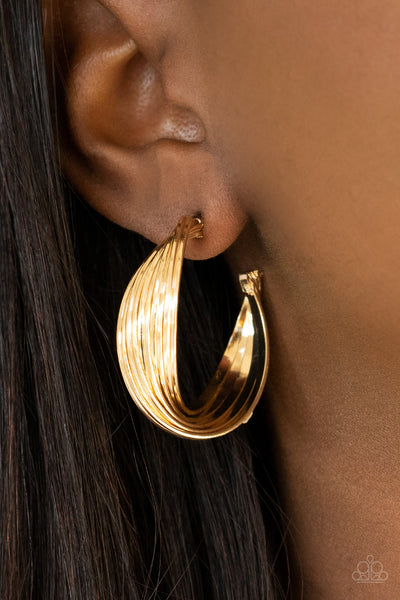 Curves In All The Right Places - Gold      Earrings-Lovelee's Treasures-earrings,gold,gold hoops,jewelry,measures approximately 1 1/4" in diameter,twists