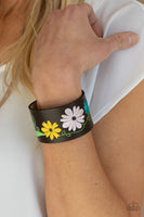 Western Eden - Multi Bracelets COMING SOON Pre-Order-Lovelee's Treasures-adjustable snap closure,bracelets,brown leather band,colorful floral pattern,embroidered,flowers,jewelry,multi