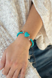 Charmingly Country - Blue    Bracelets-Lovelee's Treasures-blue,bracelets,heart,jewelry,set,strands of brown suede,turquoise stone