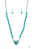 Country Sweetheart - Blue      Necklaces-Lovelee's Treasures-blue,charming turquoise heart,jewelry,necklaces,set,turquoise stone beads