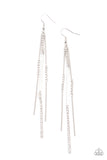 Dainty Dynamism Earrings-Lovelee's Treasures-dainty silver rectangular rods,earrings,glassy white rhinestones,jewelry,standard fishhook fitting,white