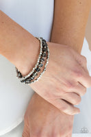 Paparazzi ~ Celestial Circus Bracelets-Silver-Lovelee's Treasures-bracelets,hematite crystal-like beads,iridescent stretchy layers,jewelry,silver,silver cube beads