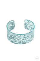 Snap, Crackle, Pop! Bracelets-Lovelee's Treasures-blue,bracelets,Dainty silvery shavings,icy incandescence,jewelry,thick blue acrylic cuff
