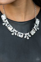 Long Live Sparkle Necklaces-Lovelee's Treasures-adjustable clasp closure,jewelry,necklaces,regally cut clusters of rhinestones,white,white emerald cut gems