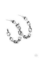 Paparazzi ~ Stronger Together - Silver Earrings New Arrivals-Lovelee's Treasures-approximately 1 3/4" in diameter,earrings,hoop,jewelry,new arrivals,silver,standard post fitting