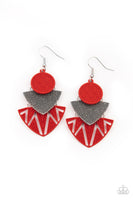 Jurassic Juxtaposition - Red Earrings New Arrivals-Lovelee's Treasures-earrings,jewelry,new arrivals 5/6/21,standard fishhook fitting