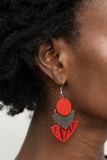 Jurassic Juxtaposition - Red Earrings New Arrivals-Lovelee's Treasures-earrings,jewelry,new arrivals 5/6/21,standard fishhook fitting