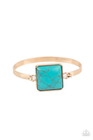 Turning a CORNERSTONE - Gold Bracelets New Arrivals-Lovelee's Treasures-bracelets,cuff,gold,hinged closure,jewelry,new arrivals 4/22/21,turquoise stone
