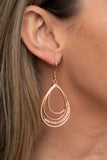 Outrageously Opulent Earrings-Lovelee's Treasures-copper,earrings,glittery white rhinestones,jewelry,overlapping shiny copper teardrop frame,standard fishhook fitting