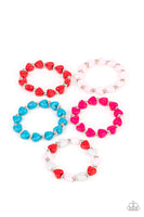 Starlet Shimmer Bracelet Kit Children's Jewelry-Lovelee's Treasures-assorted colors,blue,bracelets,children's jewelry,heart-shaped beads,multicolored,pink,red,silver beads,stretchy bands,stretchy bracelets