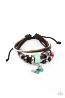 Bodacious Butterfly - Blue Bracelets-Lovelee's Treasures-blue butterfly charm,bracelets,jewelry,strands of leather